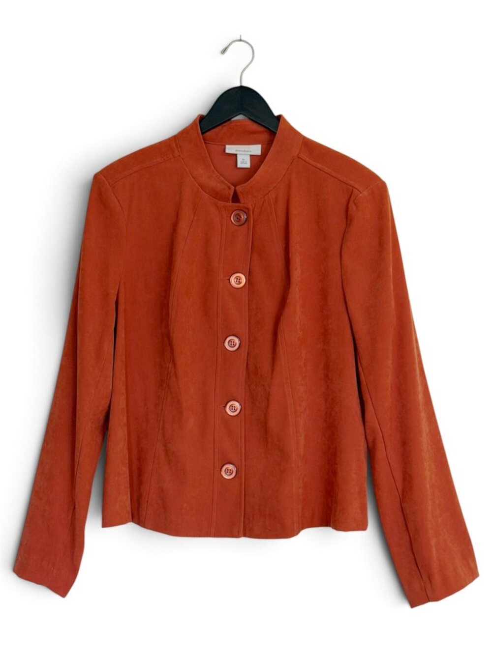 Dressbarn Rust Orange Faux Suede Mandarin Collar Jacket Size XL
